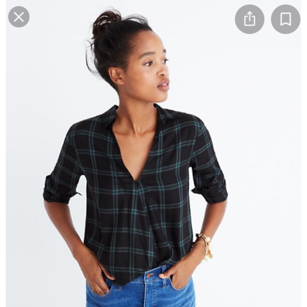 Madewell wrap front shirt in Palma Plaid